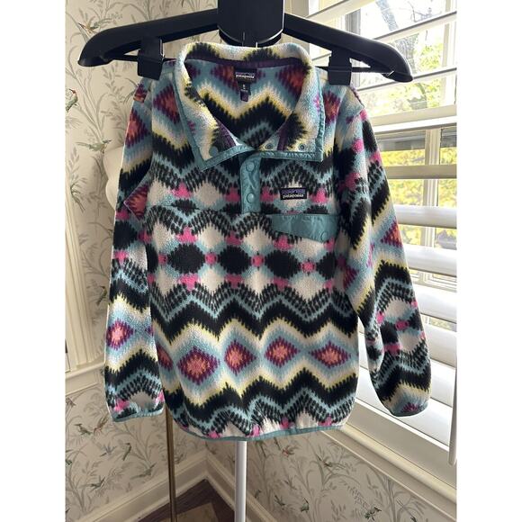 PATAGONIA Synchilla Girls M/10 Snap-T Fleece Pullover Jacket Aztec Pattern - Picture 1 of 6